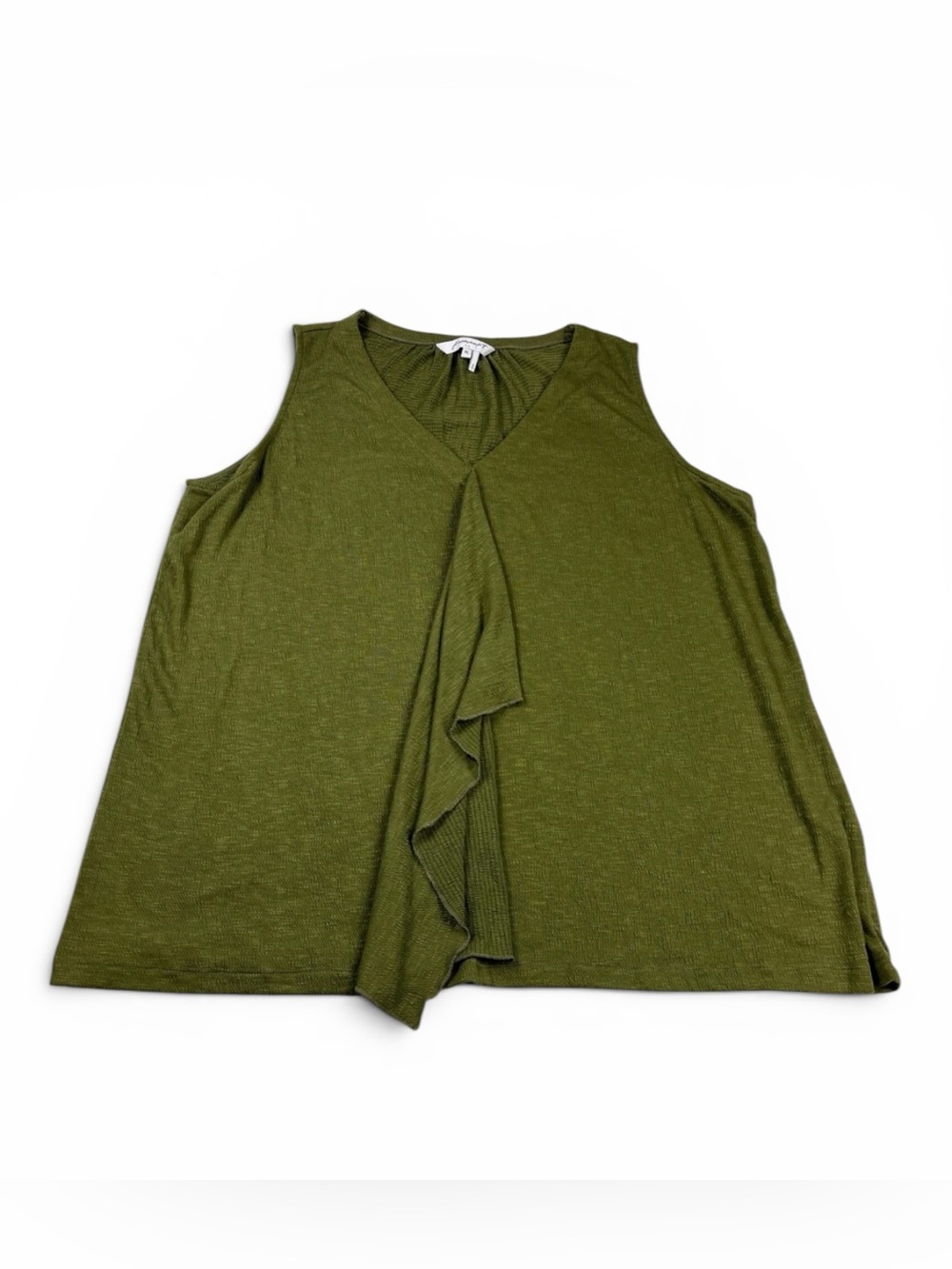 Foxcroft Sleeveless Top Green Loose Flowy Fit Shirt Pleated Drape Breathable XL